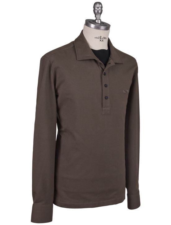 KNT Kiton Knt Gray Cotton Ea Sweater Polo Taupe 001