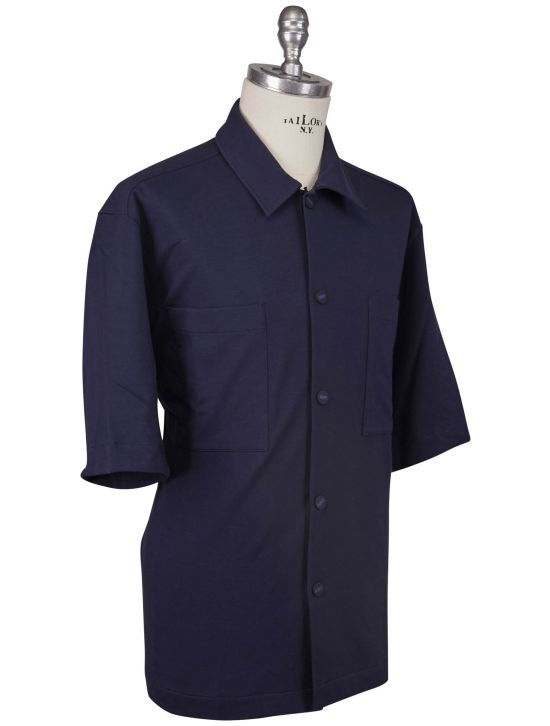 KNT Kiton Knt Blue Cotton Ea Shirt Blue 001