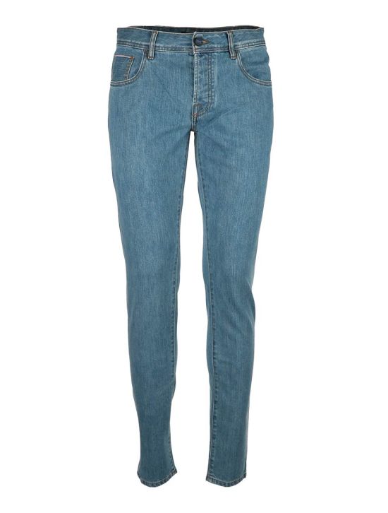 KNT KNT Kiton Light Blue Cotton Pe Jeans Light Blue 000