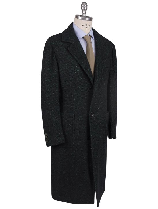 Kiton Kiton Green Virgin Wool Cashmere Silk Overcoat Green 001