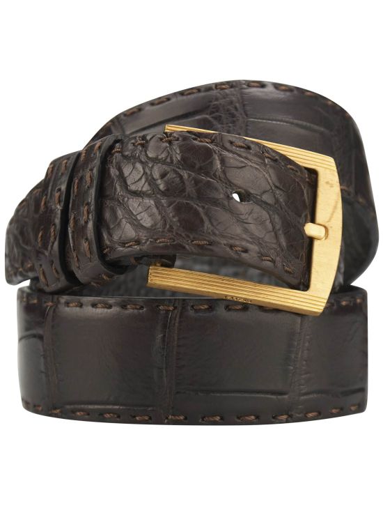 Kiton Kiton Brown Leather Crocodile Belt Brown 000