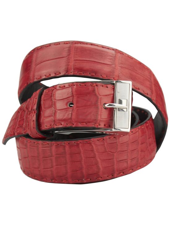 Kiton Kiton Red Leather Crocodile Belt Red 000