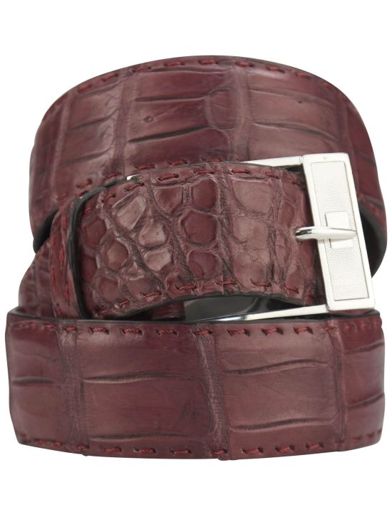 Kiton Kiton Burgundy Leather Crocodile Belt Burgundy 000