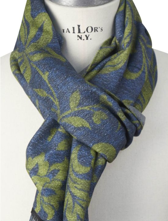 Kiton Kiton Blue Green Silk Scarf Blue / Green 001