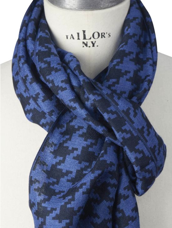 Kiton Kiton Blue Black Cashmere Silk Scarf Blue / Black 001