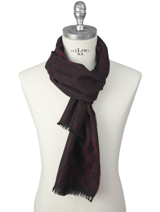 Kiton Kiton Burgundy Black Cashmere Scarf Burgundy / Black 000