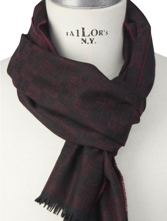 Kiton Kiton Burgundy Black Cashmere Scarf Burgundy / Black 001