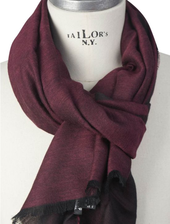 Kiton Kiton Burgundy Wool Silk Scarf Burgundy 001