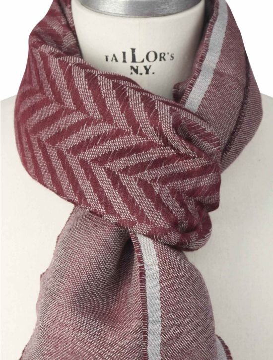 Kiton Kiton Burgundy Wool Cashmere Silk Scarf Burgundy 001