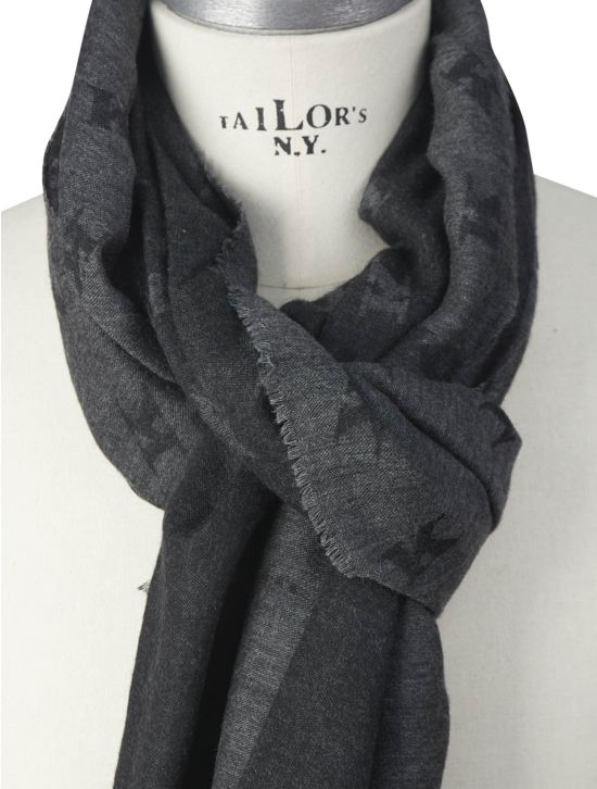 Kiton Kiton Gray Wool Silk Scarf Gray 001