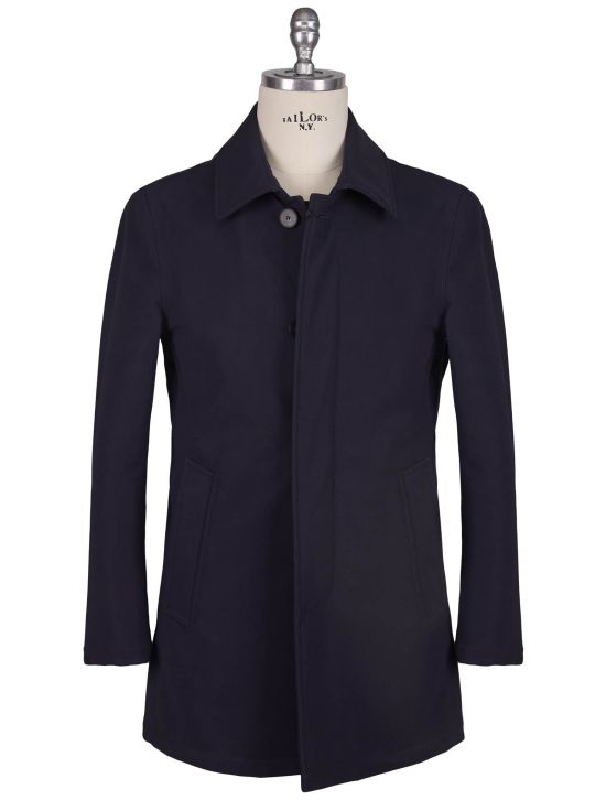 KNT Kiton Knt Blue Fleece Wool PA EA Overcoat Blue 000