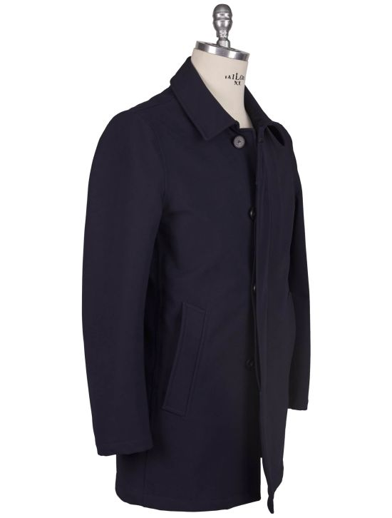 KNT Kiton Knt Blue Fleece Wool PA EA Overcoat Blue 001