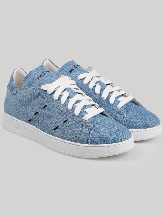 Kiton Kiton Light Blue Cotton Sneakers Light Blue 000