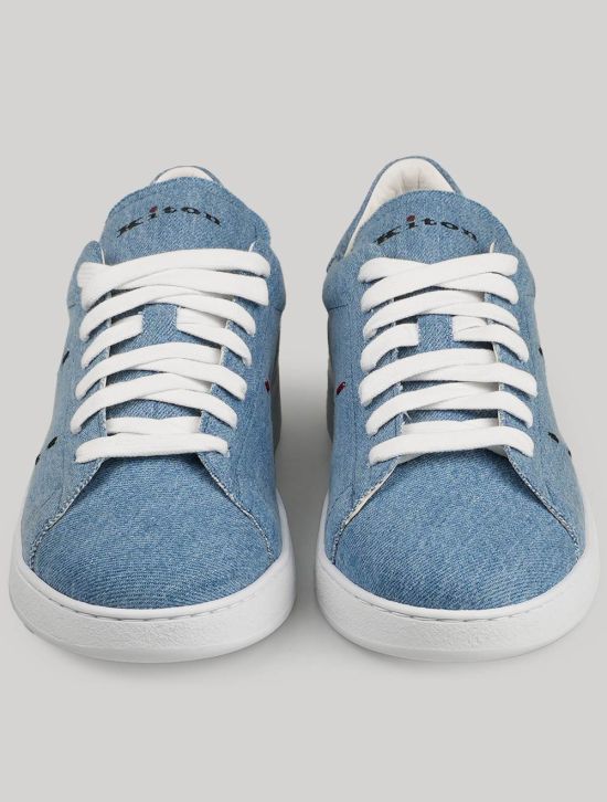 Kiton Kiton Light Blue Cotton Sneakers Light Blue 001