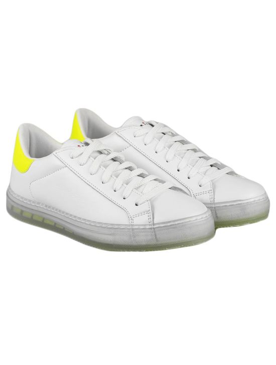 Kiton Kiton White Yellow Leather Sneakers Special Edition White / Yellow 000