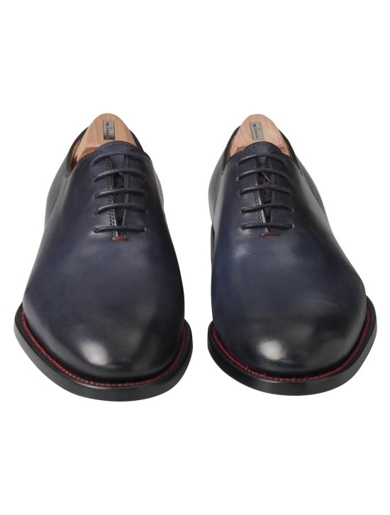 Kiton Kitn Blue Leather Dress Shoes Blue 001