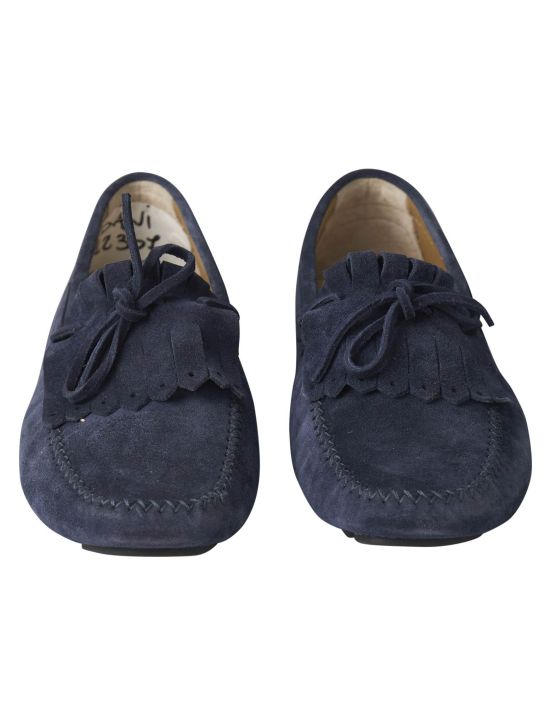 Kiton Kiton Blue Leather Suede Loafers Blue 001