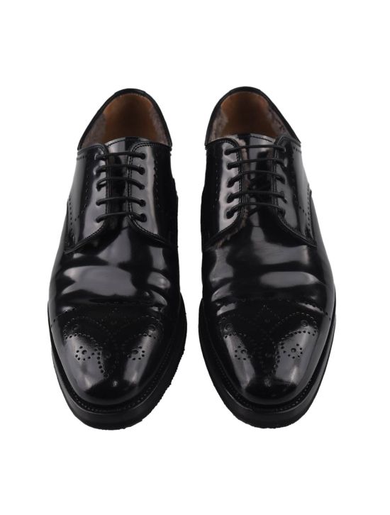 Kiton Kiton Black Leather with Fur Dress Shoes Black 001