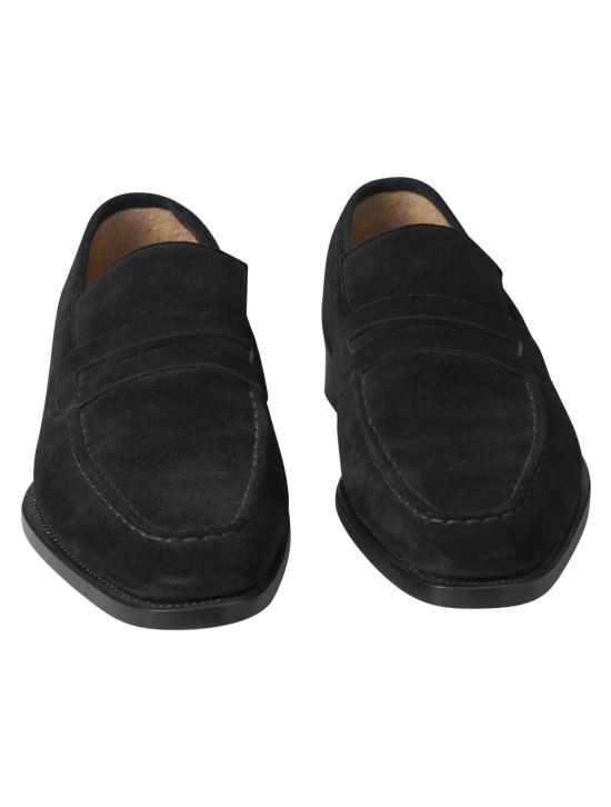 Kiton Kiton Black Leather Suede Loafers Black 001