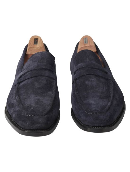 Kiton Kiton Blue Leather Suede Loafers Blue 001