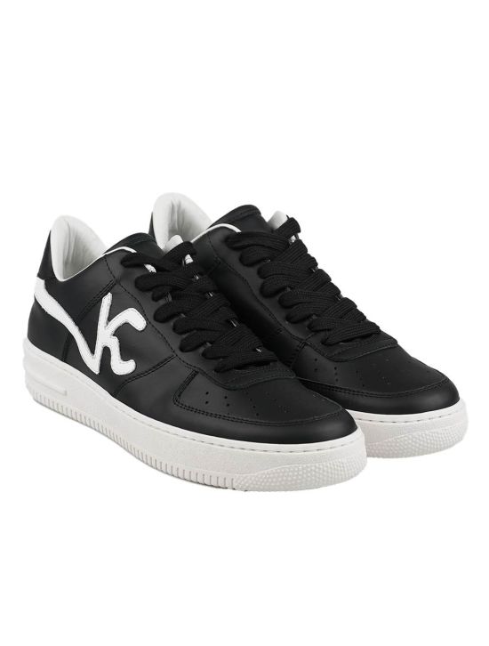 KNT KNT Kiton Black White Leather Sneakers Black / White 000