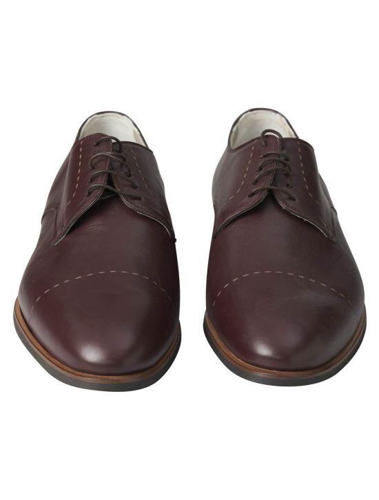 Kiton Kiton Burgundy Leather Dress Shoes Burgundy 001