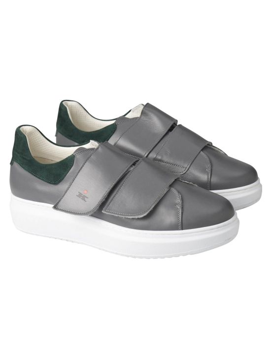 Kiton Kiton Gray Green Leather Sneaker Gray / Green 000