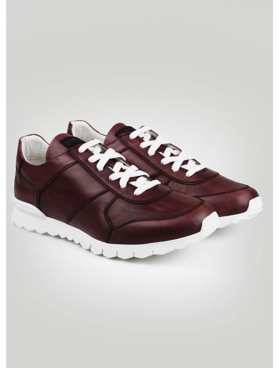 Kiton Kiton Burgundy Leather Sneakers Burgundy 000