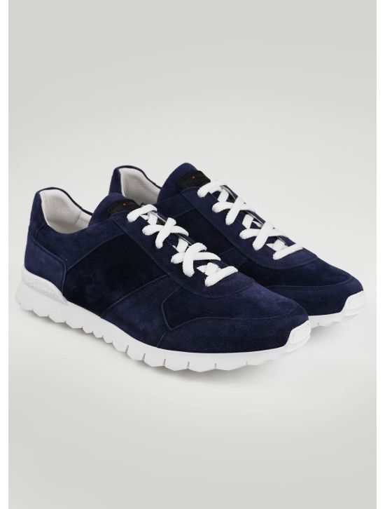 Kiton Kiton Blue Leather Suede Sneakers Blue 000