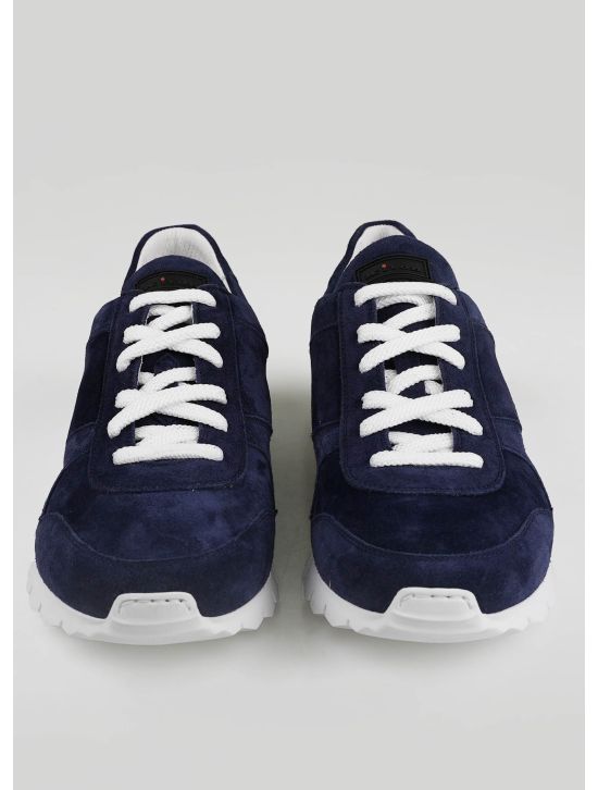 Kiton Kiton Blue Leather Suede Sneakers Blue 001