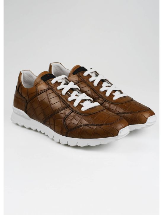 Kiton Kiton Brown Leather Crocodile Sneakers Brown 000