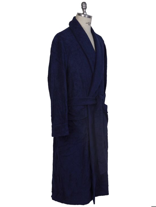 Kiton Kiton Blue Cotton Bathrobe Blue 001