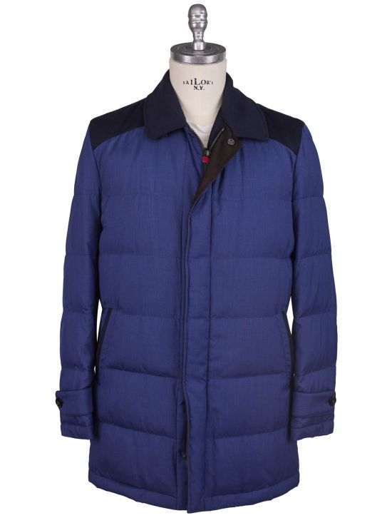 Kiton Kiton Blue Wool Silk Coat Blue 000