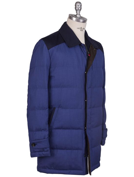 Kiton Kiton Blue Wool Silk Coat Blue 001