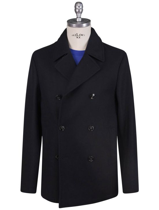 Kiton Kiton Black Wool Double Breasted Coat Black 000