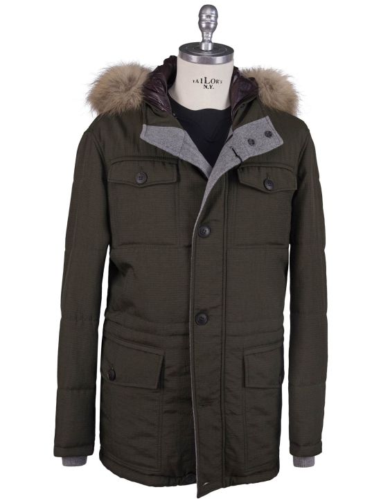 Kiton Kiton Pl Cotton With Fur Coat Green 000