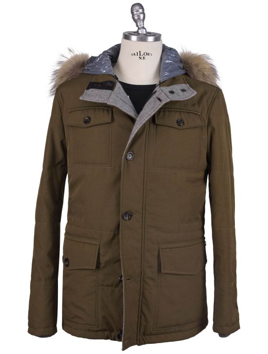 Kiton Kiton Pl Cotton With Murmasky Fur Coat Green 000