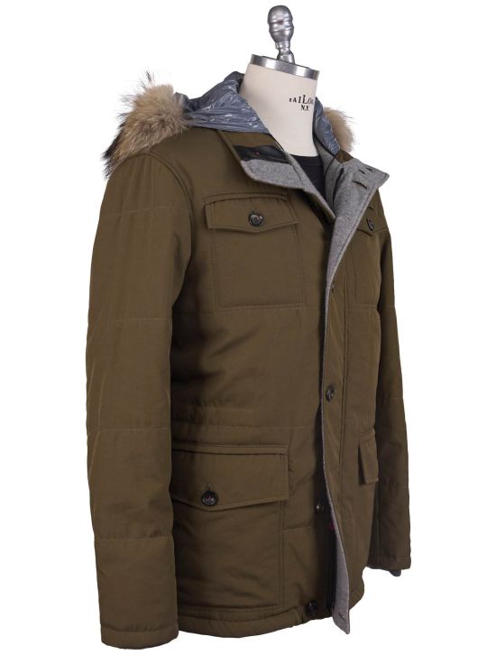 Kiton Kiton Pl Cotton With Murmasky Fur Coat Green 001