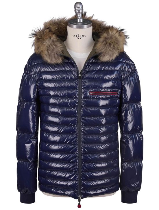 Kiton Kiton Pa Pu With Fur Reverse Coat Blue / Green 000