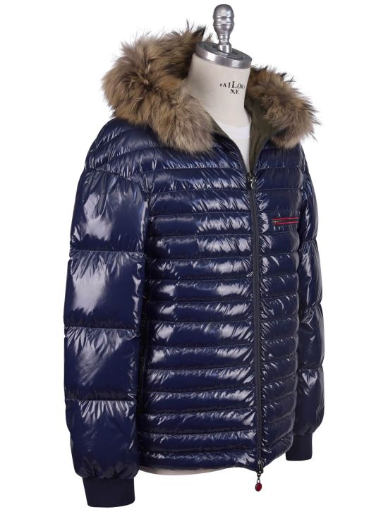 Kiton Kiton Pa Pu With Fur Reverse Coat Blue / Green 001