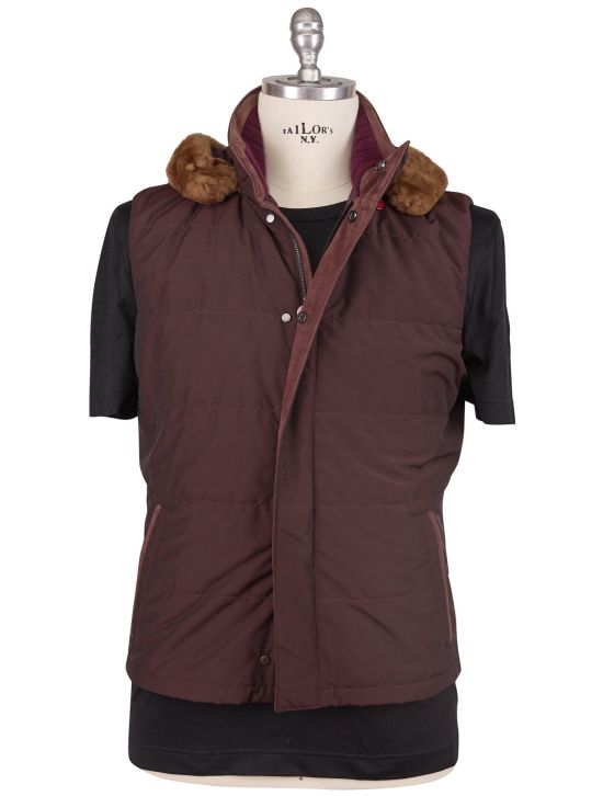 Kiton Kiton Burgundy Virgin Wool Pa Beaver Fur Vest Burgundy 000