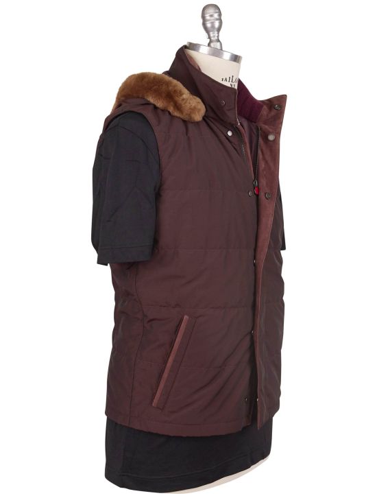 Kiton Kiton Burgundy Virgin Wool Pa Beaver Fur Vest Burgundy 001