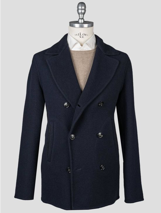 Kiton Kiton Blue Virgin Wool Cashmere Double Breasted Coat Blue 000