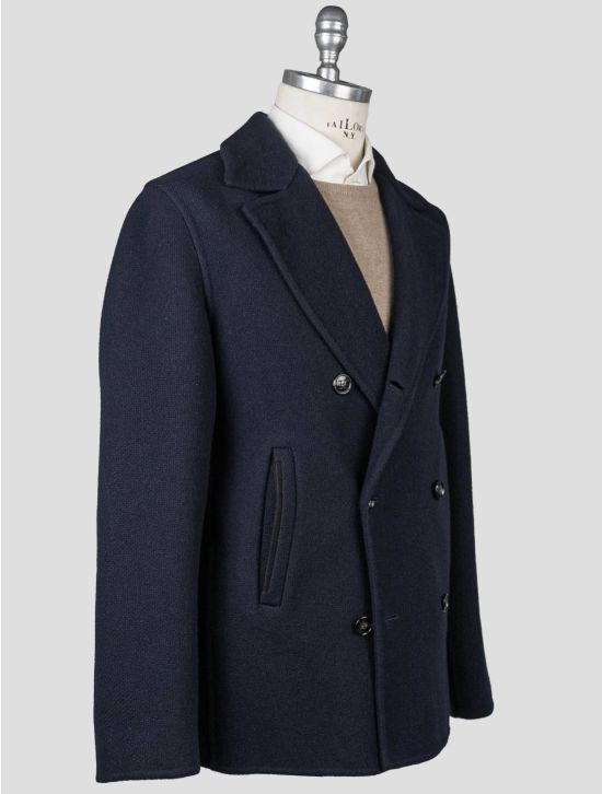 Kiton Kiton Blue Virgin Wool Cashmere Double Breasted Coat Blue 001