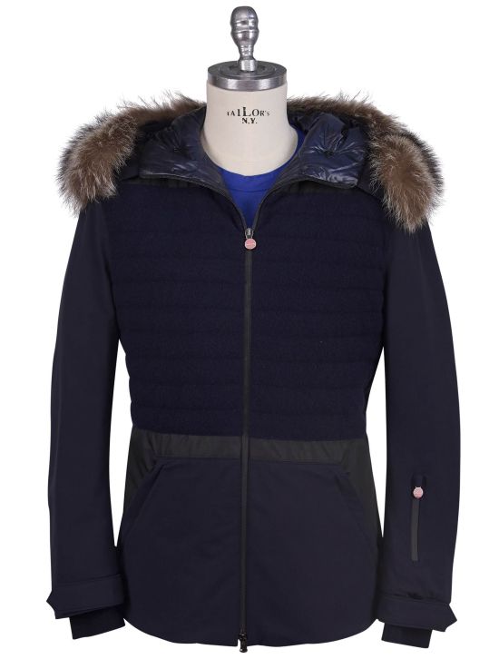 Kiton Kiton Blue Pl Ea Pu Cashmere With Sheepskin and Fox Fur Coat Blue 000