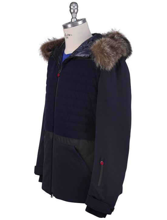 Kiton Kiton Blue Pl Ea Pu Cashmere With Sheepskin and Fox Fur Coat Blue 001