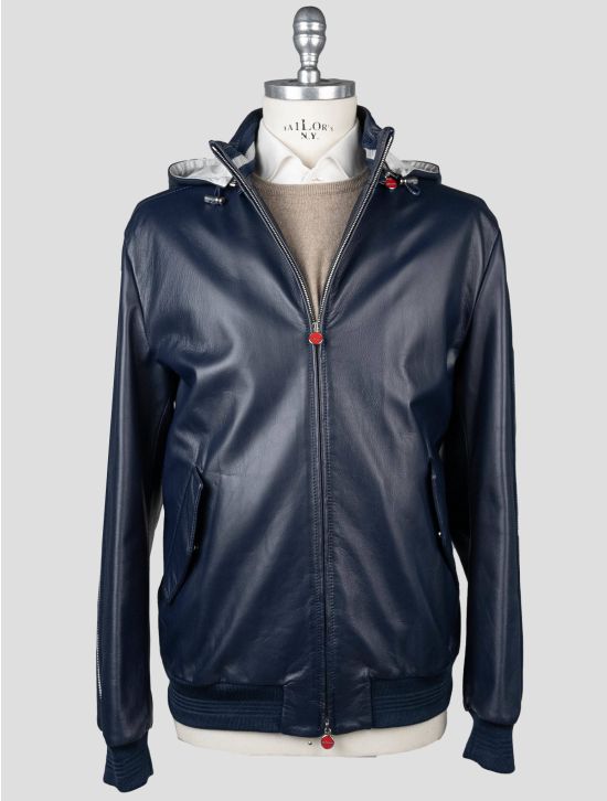 Kiton Kiton Blue Leather Coat Blue 000