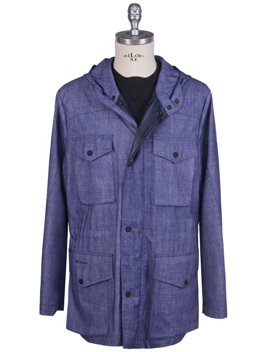 Kiton Kiton Blue Wool Pu Coat Blue 000