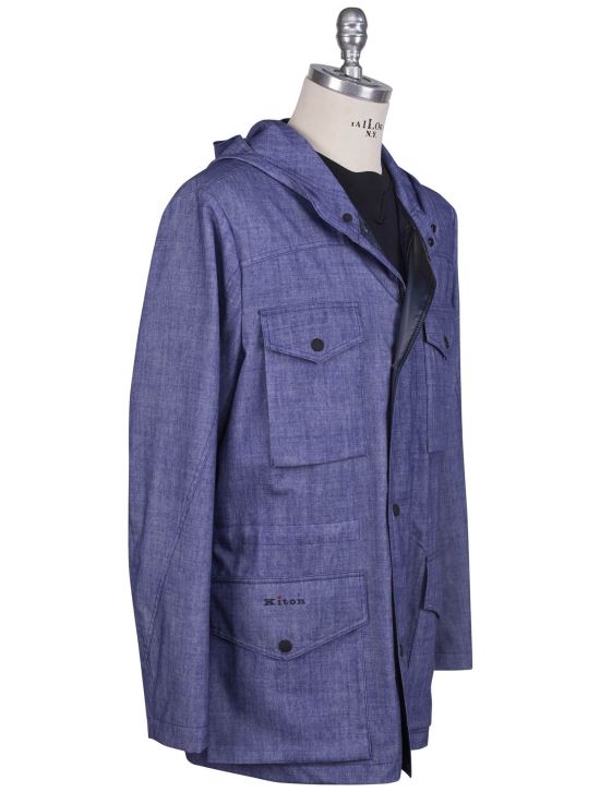 Kiton Kiton Blue Wool Pu Coat Blue 001