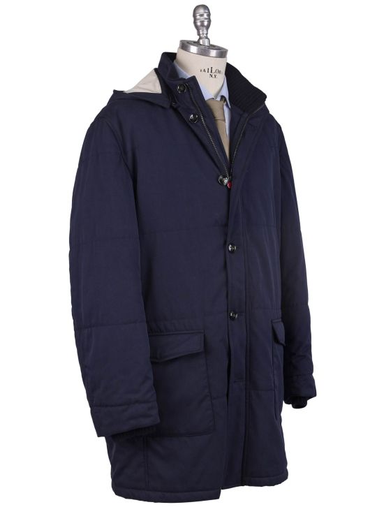 Kiton Kiton Blue Silk Overcoat Blue 001